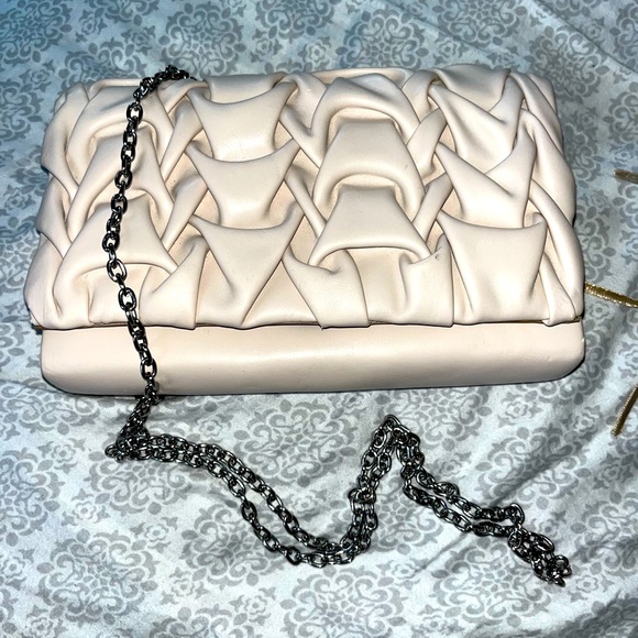 Ivory faux leather crossbody clutch bag - Picture 1 of 3
